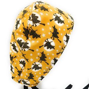 Flying Witch Broomstick Halloween Scrub Cap